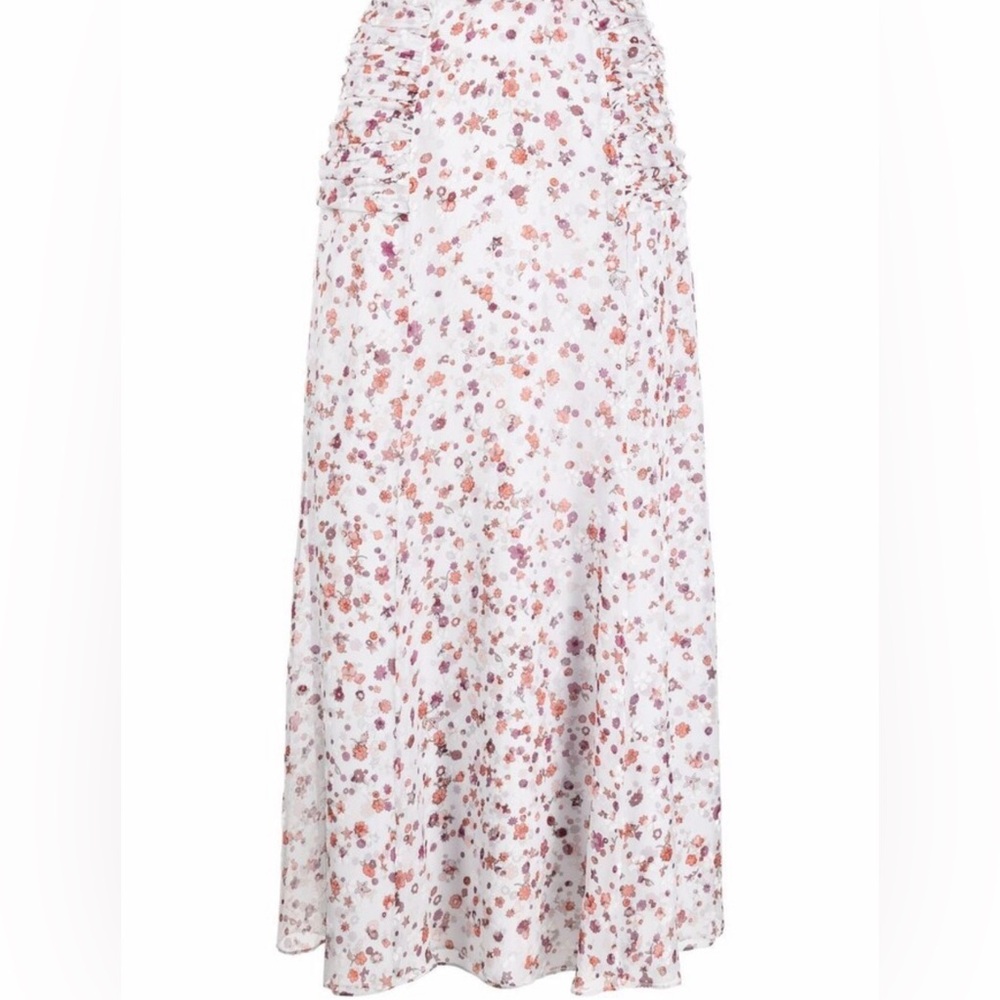Floral print burnout velvet maxi skirt